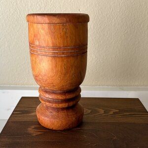Vintage Wooden Mortar Hand Turned